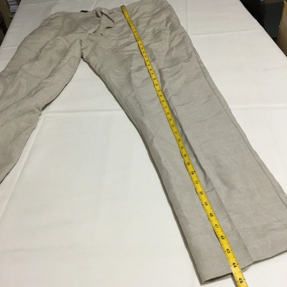 Cubavera Linen Blend Pants Mens Large Beige Drawstring Casual Relaxed